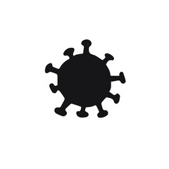Vector black hand drawn doodle sketch coronavirus covid 19 cell silhouette isolated on white background