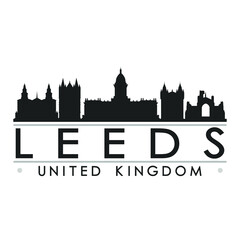 Leeds Skyline Silhouette Design City Vector Art Famous Buildings 