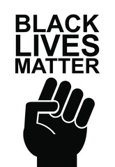 Vector flat fist and black lives matter lettering isolated on white background