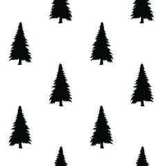 Fototapeta premium Vector seamless pattern of hand drawn doodle sketch spruce tree silhouette isolated on white background