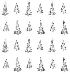 Obraz premium Vector seamless pattern of hand drawn doodle sketch spruce tree isolated on white background