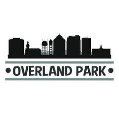Overland Park Kansas City Travel. City Skyline. Silhouette City. Design Vector. Famous Monuments.