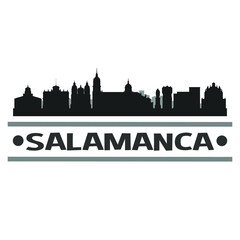 Salamanca Spain City Travel. City Skyline. Silhouette City. Design Vector. Famous Monuments.