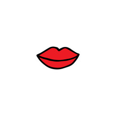 Vector hand drawn doodle sketch red woman lips isolated on white background