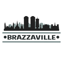 Naklejka premium Brazzaville Congo City Travel. Panorama miasta. Silhouette City. Projekt wektor. Znane pomniki.