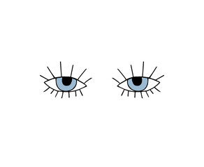Fototapeta na wymiar Vector hand drawn doodle sketch blue eye pair isolated on white background