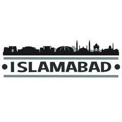 Islamabad Pakistan City Travel. City Skyline. Silhouette City. Design Vector. Famous Monuments.