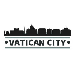 Vatican City Travel. City Skyline. Silhouette City. Design Vector. Famous Monuments.