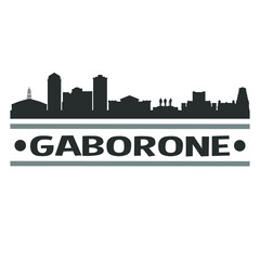Gaborone Botswana Travel. City Skyline. Silhouette City. Design Vector. Famous Monuments.