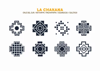 Foto op Canvas Inca Cross Chakana, Inti Raymi Ecuador, Peru emblematic symbol of an ancestral and cultural celebration of the Andean peoples for the winter solstice. Ethnic folk image. Tribe motif. Tribal. Pachamama © Octavio