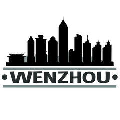 Naklejka premium Wenzhou China. City Skyline. Silhouette City. Design Vector. Famous Monuments