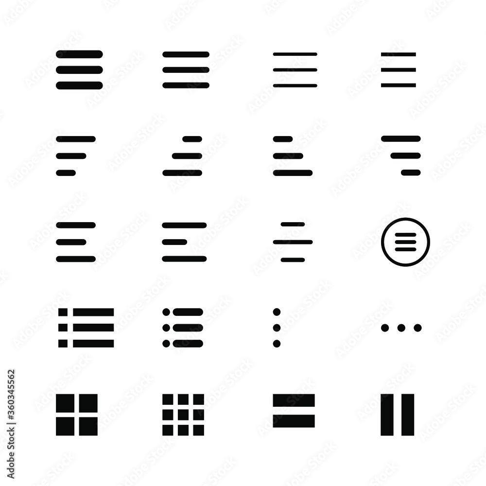 Wall mural minimal set of hamburger menu flat icons. menu icons vector set of ui design elements. interface des