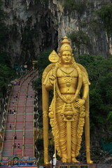 Kuala Lumpur, Malaysia. Statue of Hindu God Murugan. Batu Caves in Temple complex.