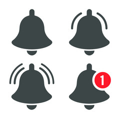 Message bell icon. Doorbell icons for apps like youtube, alert ringing or subscriber alarm symbol, channel messaging reminders bells. Vector illustration. EPS 10.