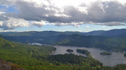 Fototapeta na wymiar Shawnigan Lake as seen from Mount Old Baldy. Photo taken on Vancouver Island.