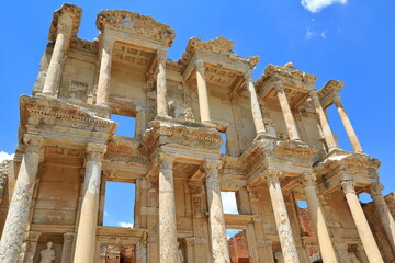 Library of Celsus in the ancient city of Ephesus. Ephesus, the first city built entirely in marble, is a UNESCO World Heritage Site. The city dates back to 6000 BC. Izmir, Turkey
