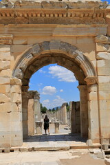Gate of ancient Ephesus city Agora. Izmir, Turkey. It was built in the 2nd century BC.