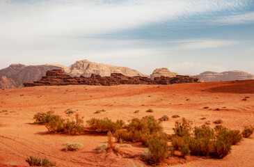 Naklejka premium Scenic desert landscape in Wadi Rum, Jordan