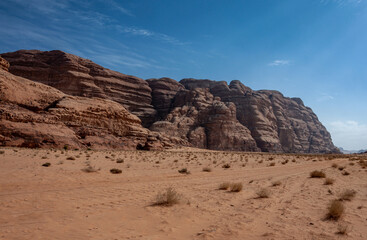Scenic desert landscape in Wadi Rum, Jordan
