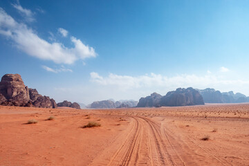 Scenic desert landscape in Wadi Rum, Jordan