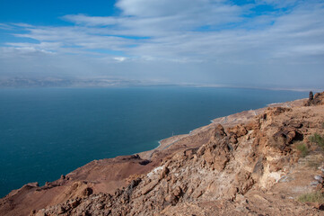 View of Dead sea coastline on Jordanian side