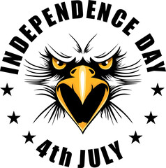 independence day of the usa 4 th july with eagle mascot. Happy independence day