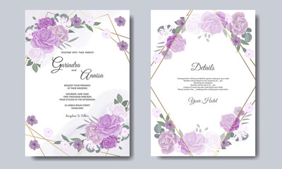  Elegant wedding invitation card with beautiful floral and leaves template Premium Vector