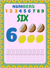 Preschool toddler math with coconut and lemon design