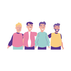 Fototapeta premium happy friendship day celebration with men group pastel flat style