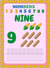 Fototapeta na wymiar Preschool and toddler math with toast and corn design