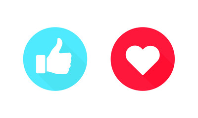 Thumbs up and heart, social media icon, empathetic emoji reactions. Vector Illustration. EPS 10