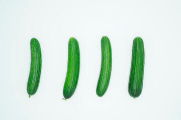 Close-up view of fresh cucumbers seen from top