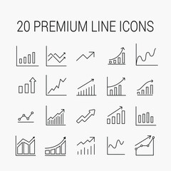 Obraz premium Growth related vector icon set. Well-crafted sign in thin line style with editable stroke. Vector symbols isolated on a white background. Simple pictograms