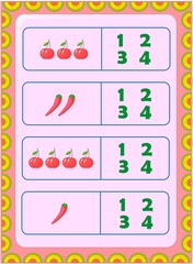 Preschool and toddler math with cherry and chili design