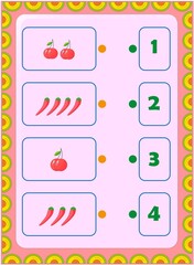 Preschool and toddler math with cherry and chili design