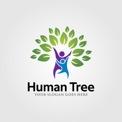 Human Tree Logo Vector Template Design. Vector Illustration.