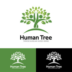 Human Tree Logo Vector Template Design. Vector Illustration.