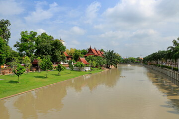 Fototapeta premium Historic Sacred City Ayutthaya. Bangkok, ThailandAll the remains of the city were included in the World Heritage List in 1991 by UNESCO on the grounds that they had an extraordinary universal value.