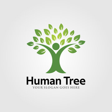 Human Tree Logo Vector Template Design. Vector Illustration.
