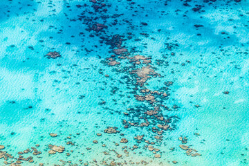 Rarotonga breathtaking stunning views from a plane of beautiful beaches, white sand, clear turquoise water, blue lagoons, Cook islands, Pacific islands

