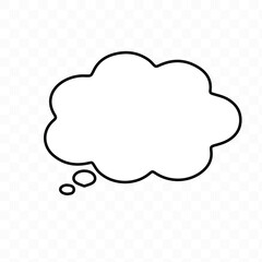 Think bubble isolated. Trendy think bubble in flat style. Modern template for social network and label. Creative thought balloon. Cloud line art, vector illustration