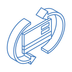 isometric money cash currency bank credit card commercial isolated on white background linear blue icon