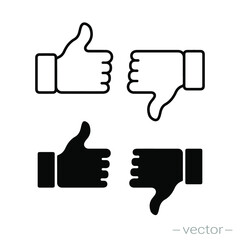 Thumbs up and thumbs down. Vector illustration line and solid icon. EPS 10.