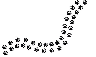 Track of cute kitten or kitty cat paw prints simple black vector silhouette