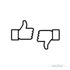 Thumbs up and thumbs down. Vector illustration line icon. EPS 10.