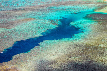 Rarotonga breathtaking stunning views from a plane of beautiful beaches, white sand, clear turquoise water, blue lagoons, Cook islands, Pacific islands

