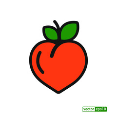 Peach icon,vector illustration. Flat design style. vector peach icon illustration isolated on White background, peach icon Eps10. peach icons graphic design vector symbols.
