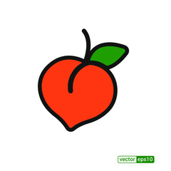 Peach icon,vector illustration. Flat design style. vector peach icon illustration isolated on White background, peach icon Eps10. peach icons graphic design vector symbols.