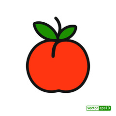 Peach icon,vector illustration. Flat design style. vector peach icon illustration isolated on White background, peach icon Eps10. peach icons graphic design vector symbols.