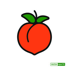 Peach icon,vector illustration. Flat design style. vector peach icon illustration isolated on White background, peach icon Eps10. peach icons graphic design vector symbols.